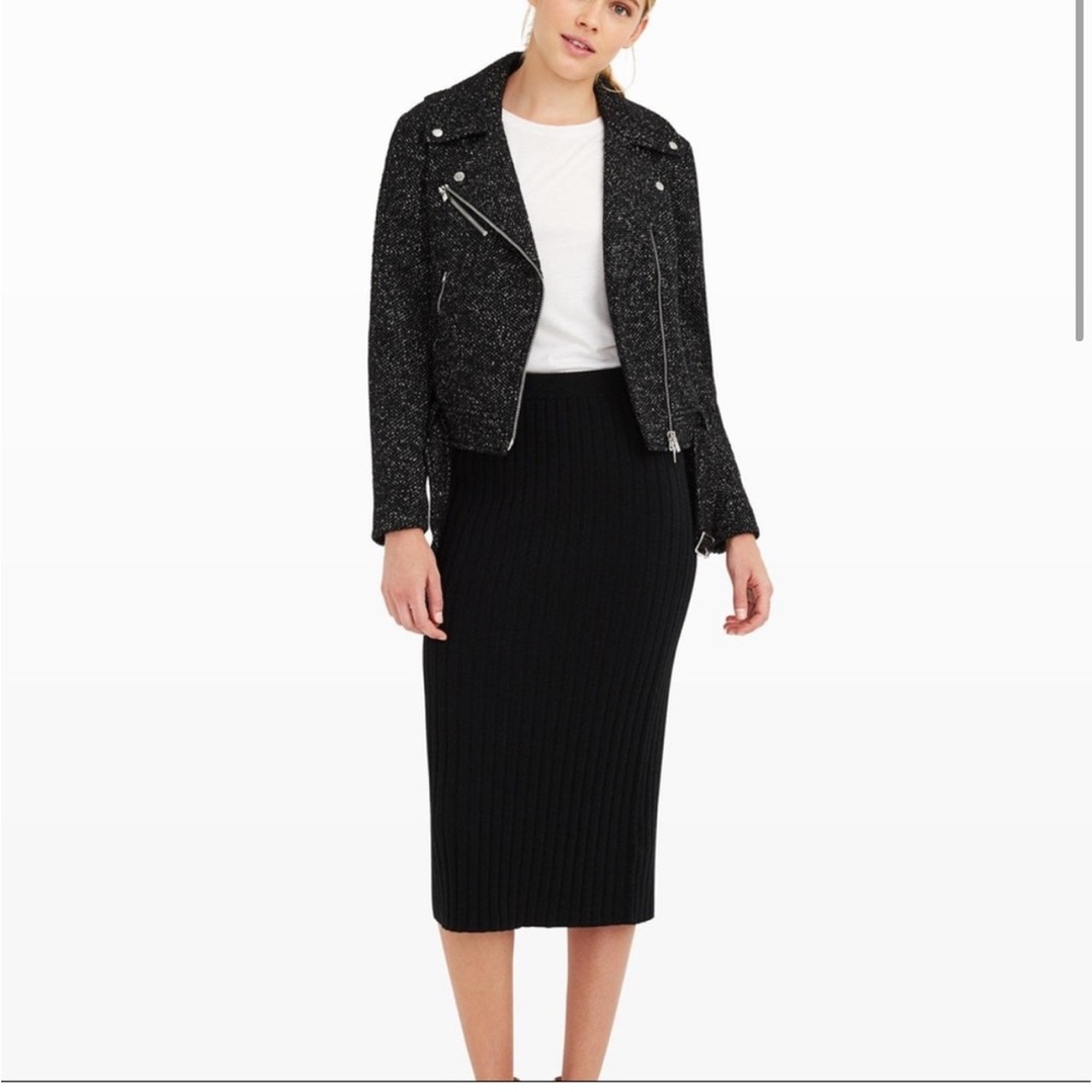 • Club Monaco • Women’s Black Wool Tweed Knit Zina Moto Jacket Cropped Wool XS - Picture 2 of 5
